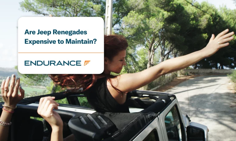 Redhead girl sticking out of the sunroof of a Jeep