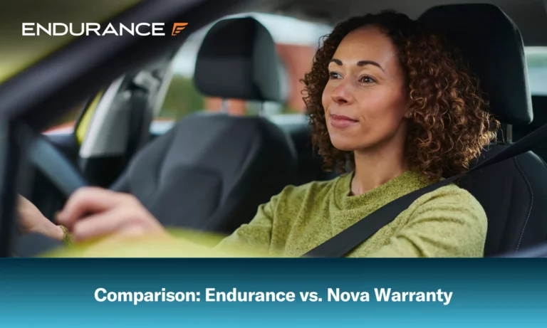 Happy woman with curly hair driving her car