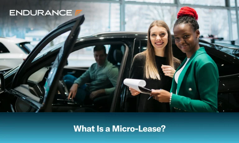 Female sales manager assisting a customer in a car showroom